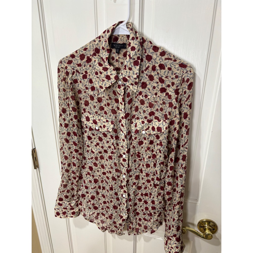 Rag & Bone Farren floral button-up M - Picture 2 of 6
